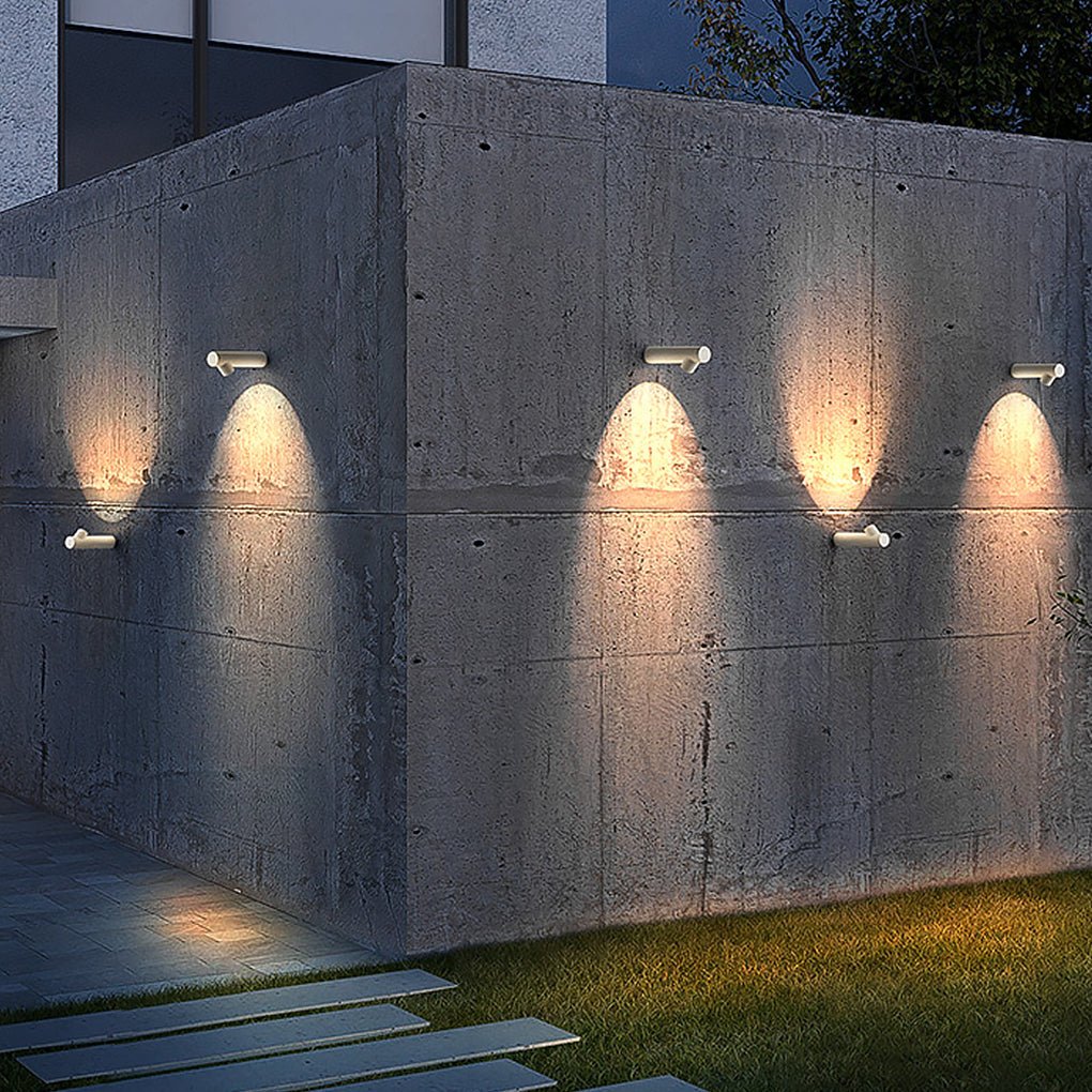 Modern Slim Outdoor Wall Uplight Cylinder LED 2W White Gray IP65