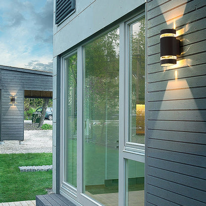 Modern LED Up Down Outdoor Wall Sconce Die-Cast Aluminum Hollow Halo Effect Square Round IP54 3000K Courtyard Villa