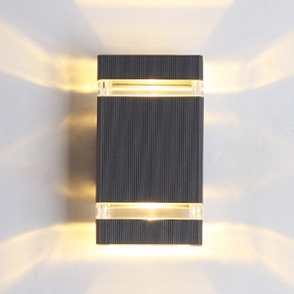 Modern LED Up Down Outdoor Wall Sconce Die-Cast Aluminum Hollow Halo Effect Square Round IP54 3000K Courtyard Villa