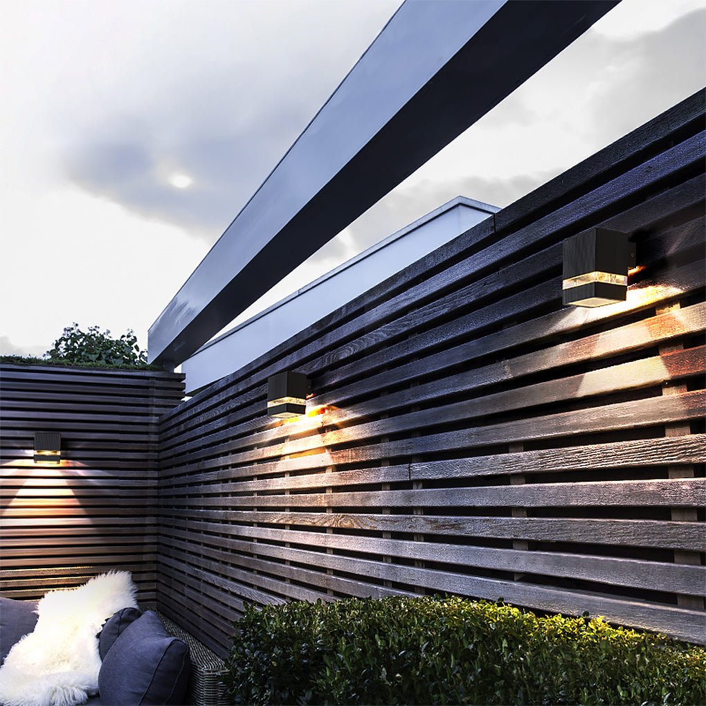 Modern LED Up Down Outdoor Wall Sconce Die-Cast Aluminum Hollow Halo Effect Square Round IP54 3000K Courtyard Villa