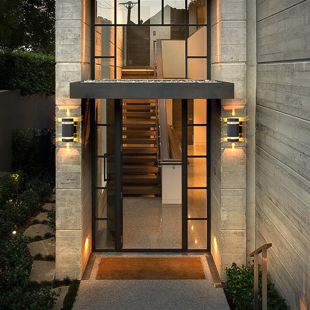Modern LED Up Down Outdoor Wall Sconce Die-Cast Aluminum Hollow Halo Effect Square Round IP54 3000K Courtyard Villa