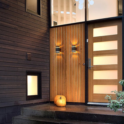 Modern LED Up Down Outdoor Wall Sconce Die-Cast Aluminum Hollow Halo Effect Square Round IP54 3000K Courtyard Villa