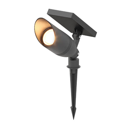 Solar Hardwired Dual Power Outdoor Spotlight Aluminum Glass Adjustable Head 3000K IP65 Landscape