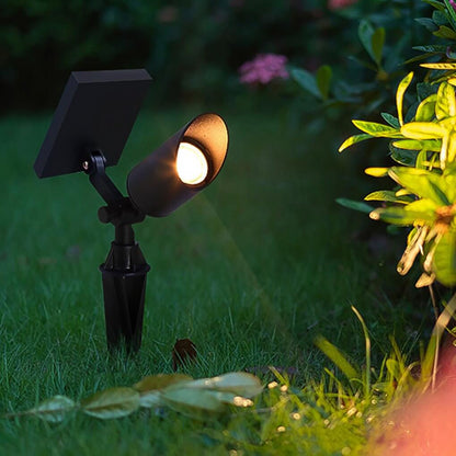 Solar Hardwired Dual Power Outdoor Spotlight Aluminum Glass Adjustable Head 3000K IP65 Landscape