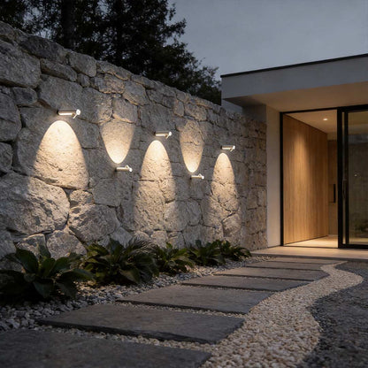 Modern Slim Outdoor Wall Uplight Cylinder LED 2W White Gray IP65