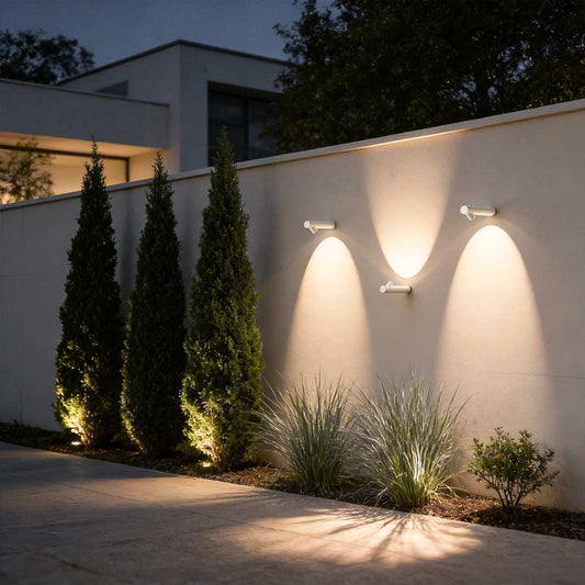 Modern Slim Outdoor Wall Uplight Cylinder LED 2W White Gray IP65