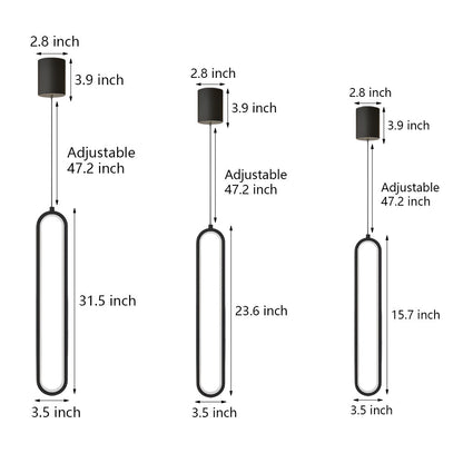 Oval Aluminum Tube Pendant Light with Optional Spotlight and 3-Step Colour Temperature in Three Heights