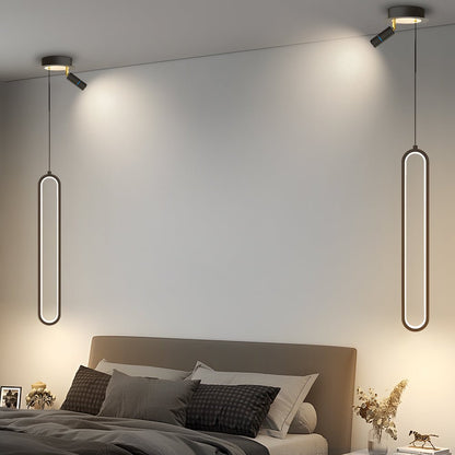 Oval Aluminum Tube Pendant Light with Optional Spotlight and 3-Step Colour Temperature in Three Heights