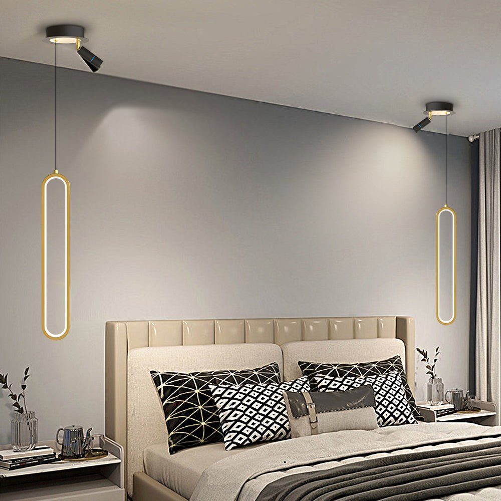 Oval Aluminum Tube Pendant Light with Optional Spotlight and 3-Step Colour Temperature in Three Heights