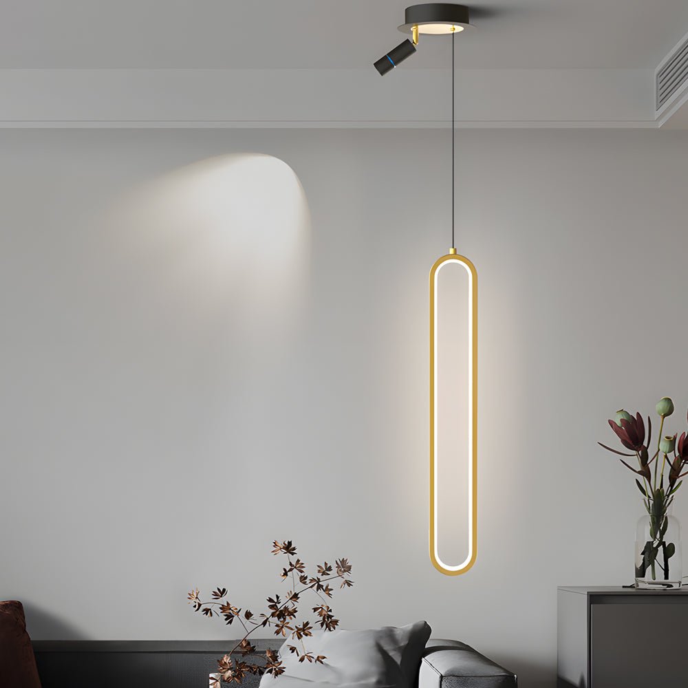 Oval Aluminum Tube Pendant Light with Optional Spotlight and 3-Step Colour Temperature in Three Heights