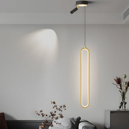 Oval Aluminum Tube Pendant Light with Optional Spotlight and 3-Step Colour Temperature in Three Heights