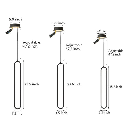 Oval Aluminum Tube Pendant Light with Optional Spotlight and 3-Step Colour Temperature in Three Heights