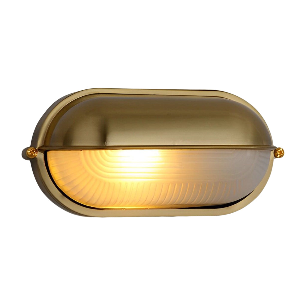 Oval Round Bulkhead Wall Light Retro Industrial Aluminum Glass IP65 Gold Gray 2 Shapes 2 Sizes Balcony Bathroom Garden