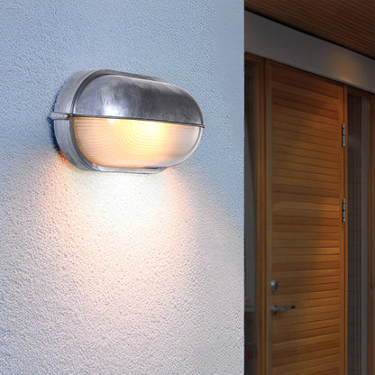 Oval Round Bulkhead Wall Light Retro Industrial Aluminum Glass IP65 Gold Gray 2 Shapes 2 Sizes Balcony Bathroom Garden