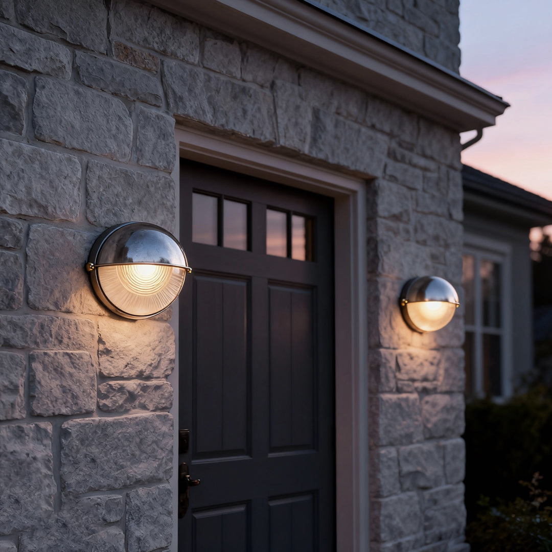 Oval Round Bulkhead Wall Light Retro Industrial Aluminum Glass IP65 Gold Gray 2 Shapes 2 Sizes Balcony Bathroom Garden