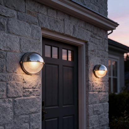 Oval Round Bulkhead Wall Light Retro Industrial Aluminum Glass IP65 Gold Gray 2 Shapes 2 Sizes Balcony Bathroom Garden