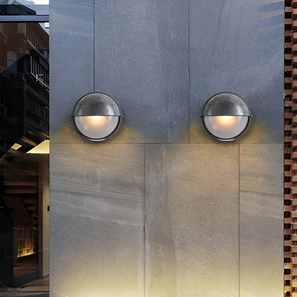 Oval Round Bulkhead Wall Light Retro Industrial Aluminum Glass IP65 Gold Gray 2 Shapes 2 Sizes Balcony Bathroom Garden