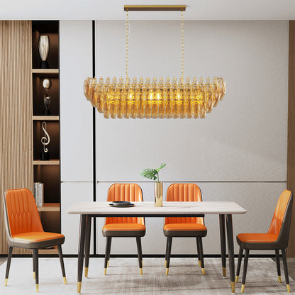 Grand-Scale Iron Frame Chandelier with Cascading Glass Drops