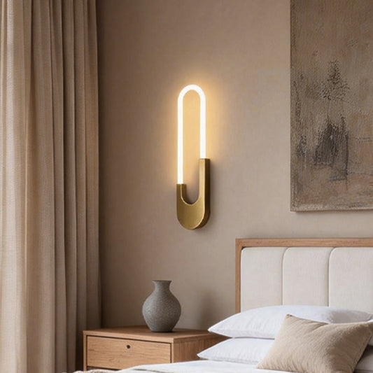 Modern Oval LED Wall Sconce Gold Black Minimalist 3-Color Temperature Bedroom Hallway