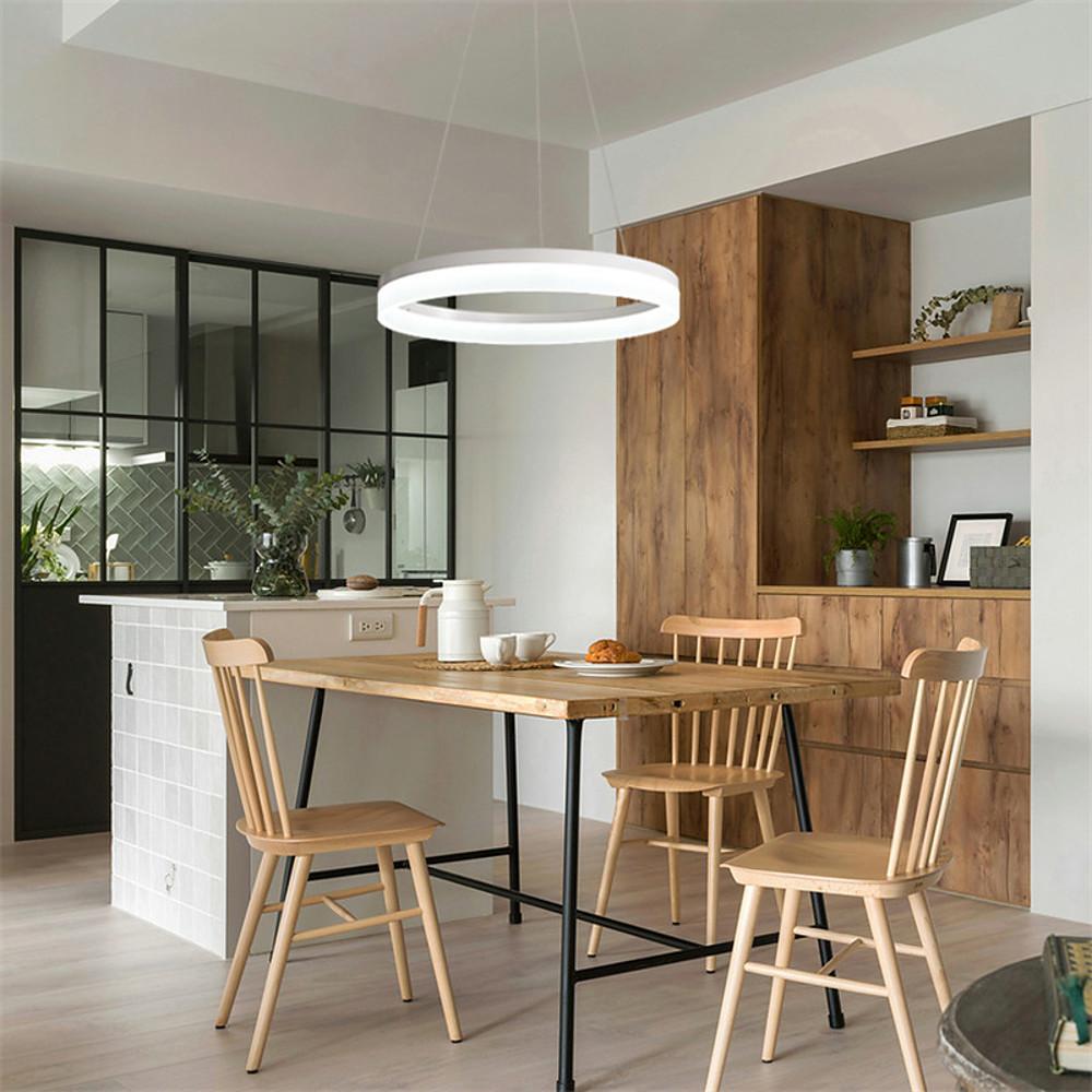 Thick Circle Acrylic Ring LED Pendant Light Dimmable Dining Room Bedroom Kitchen White Black