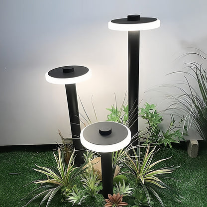 Modern Outdoor LED Path Light Disc Head Aluminum Hardwired Black White 3 Heights
