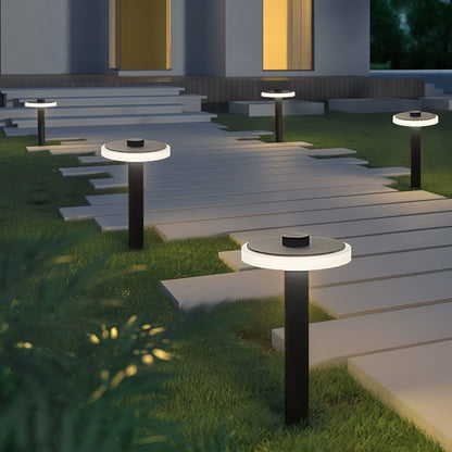 Modern Outdoor LED Path Light Disc Head Aluminum Hardwired Black White 3 Heights