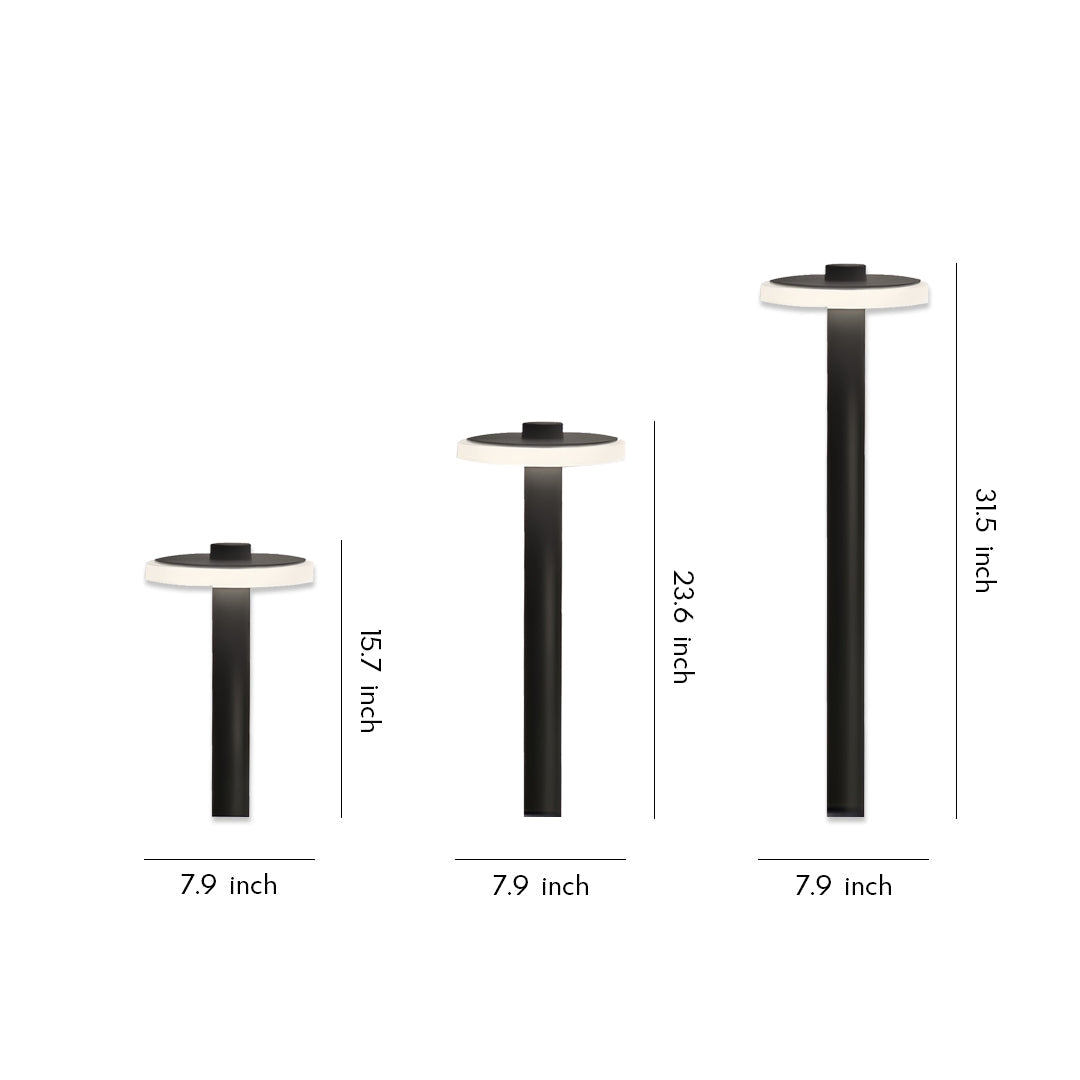 Modern Outdoor LED Path Light Disc Head Aluminum Hardwired Black White 3 Heights