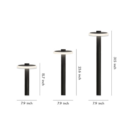 Modern Outdoor LED Path Light Disc Head Aluminum Hardwired Black White 3 Heights