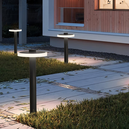 Modern Outdoor LED Path Light Disc Head Aluminum Hardwired Black White 3 Heights