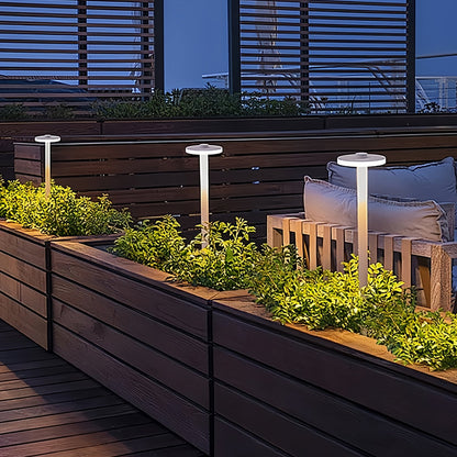 Modern Outdoor LED Path Light Disc Head Aluminum Hardwired Black White 3 Heights