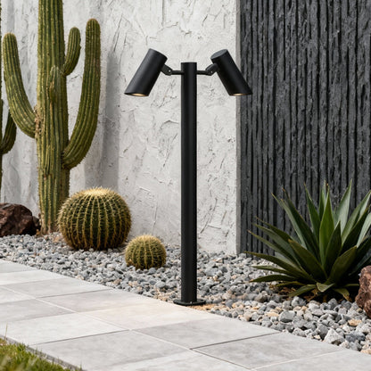 Modern Outdoor LED Path Light Single Double Head Die-Cast Aluminum Black 31.5 Inch