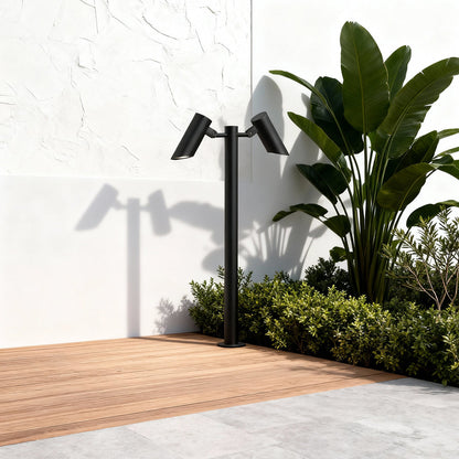 Modern Outdoor LED Path Light Single Double Head Die-Cast Aluminum Black 31.5 Inch
