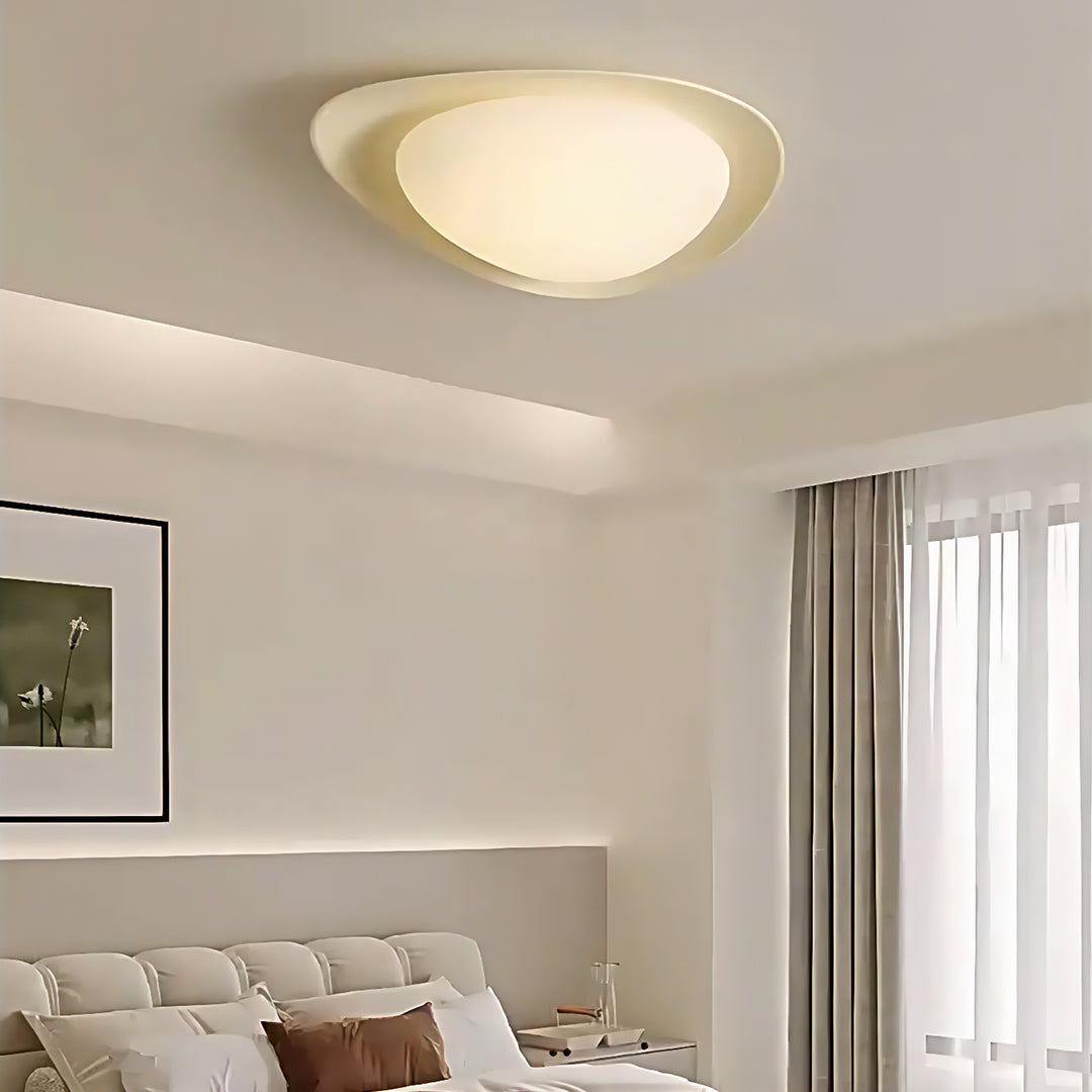 Pebble Shape Full Spectrum Flush Mount Resin Green Beige White Two Sizes