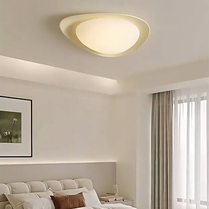 Pebble Shape Full Spectrum Flush Mount Resin Green Beige White Two Sizes