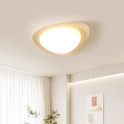 Pebble Shape Full Spectrum Flush Mount Resin Green Beige White Two Sizes