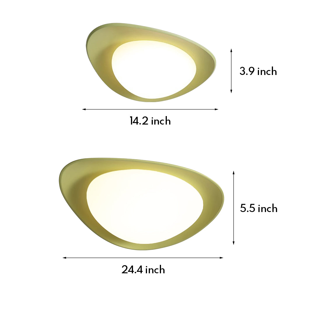 Pebble Shape Full Spectrum Flush Mount Resin Green Beige White Two Sizes