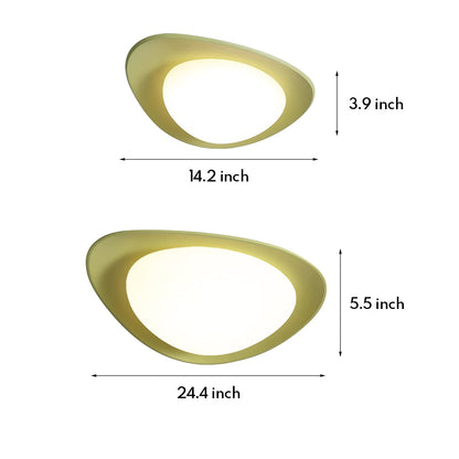 Pebble Shape Full Spectrum Flush Mount Resin Green Beige White Two Sizes