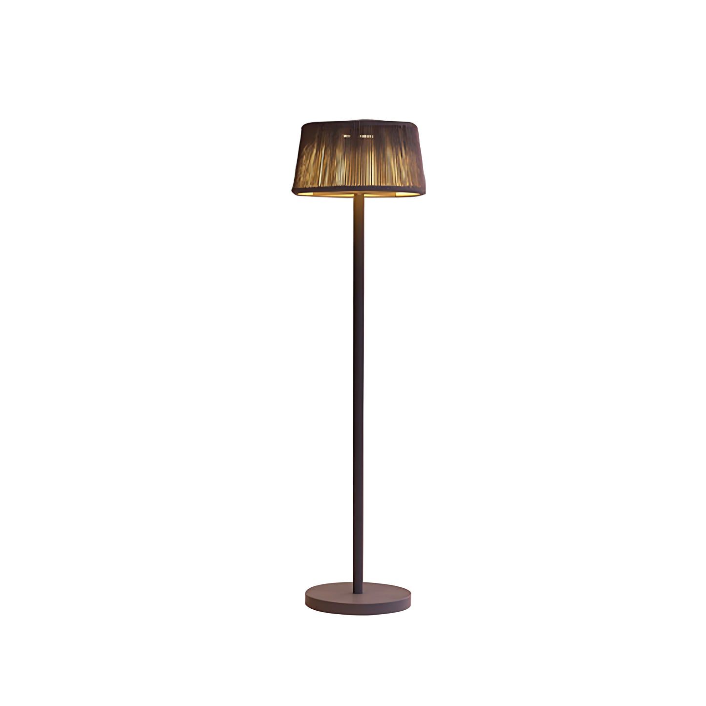 Mid-Century Modern Woven Linen Outdoor Floor Lamp IP65 Solar/Hardwired OSRAM 3000K