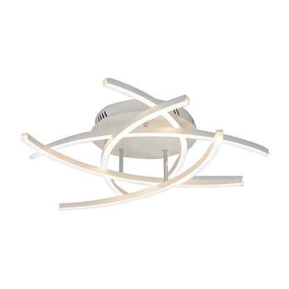 Linear Lines Semi-Flush Mount Ceiling Light — Modern Dimmable Remote Aluminum Silicone LED 3 5 8 Light Black White