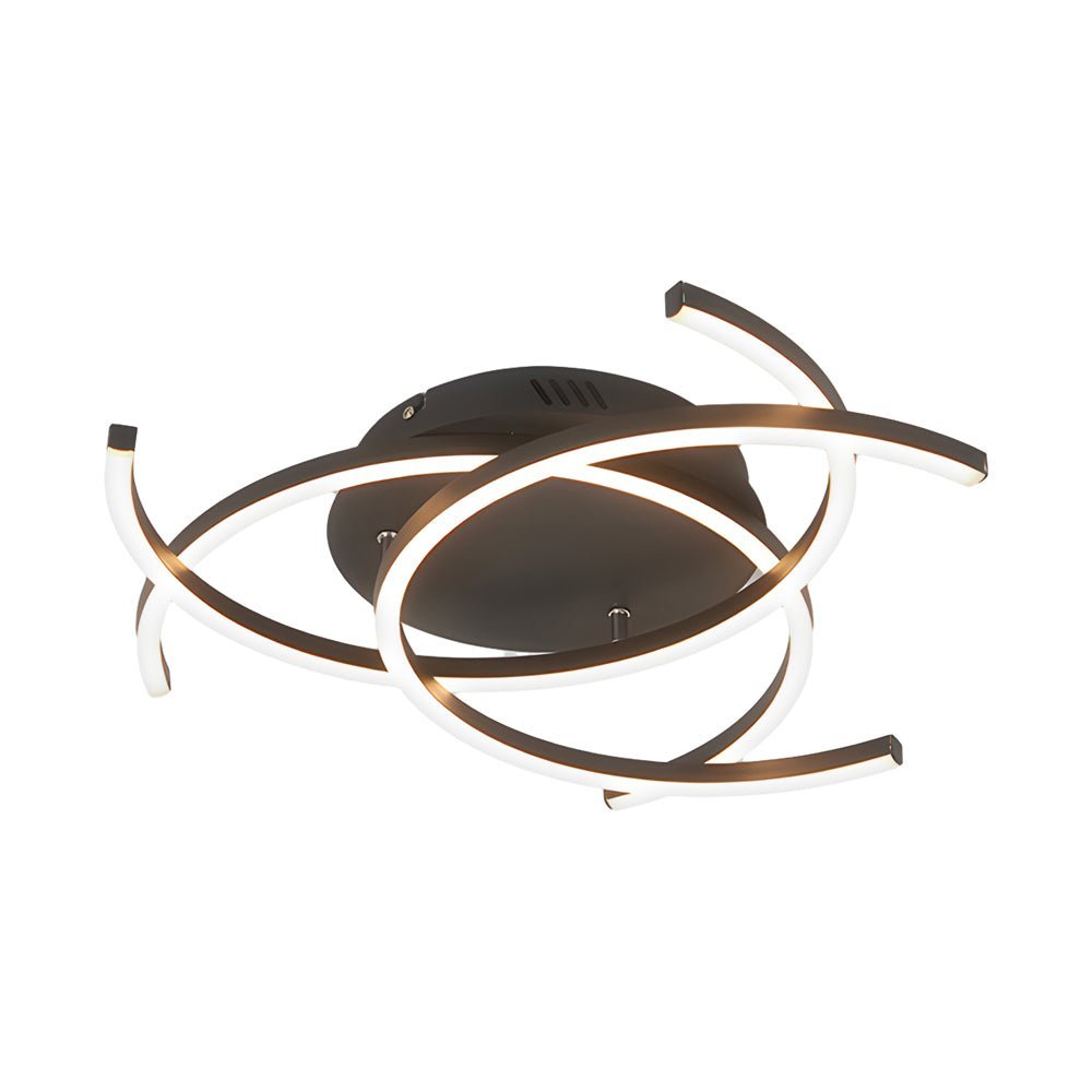 Linear Lines Semi-Flush Mount Ceiling Light — Modern Dimmable Remote Aluminum Silicone LED 3 5 8 Light Black White