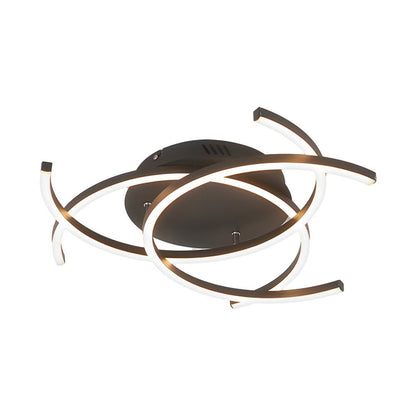 Linear Lines Semi-Flush Mount Ceiling Light — Modern Dimmable Remote Aluminum Silicone LED 3 5 8 Light Black White