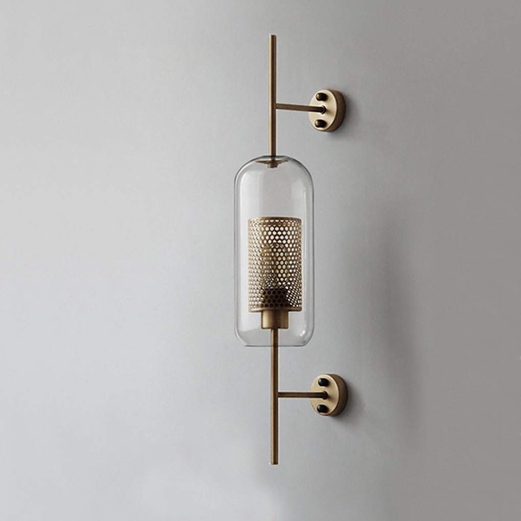 Retro Industrial Glass Wall Sconce Bronze Iron Corridor Accent Light Loft Café