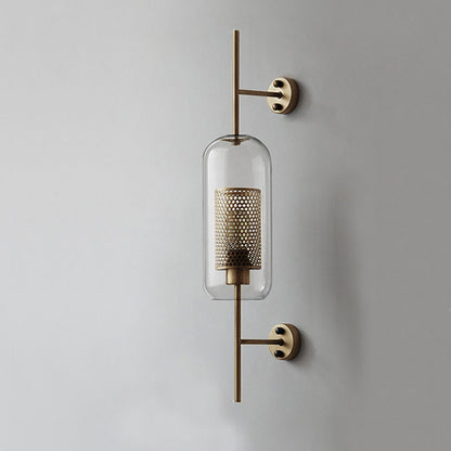 Retro Industrial Glass Wall Sconce Bronze Iron Corridor Accent Light Loft Café