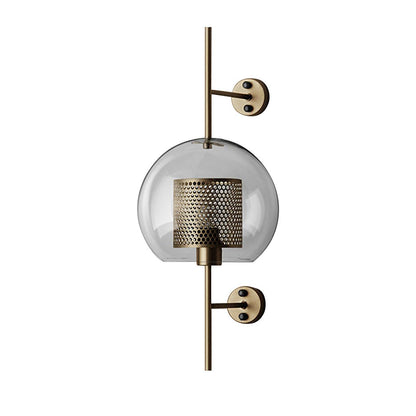 Retro Industrial Glass Wall Sconce Bronze Iron Corridor Accent Light Loft Café