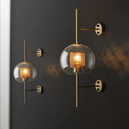 Retro Industrial Glass Wall Sconce Bronze Iron Corridor Accent Light Loft Café