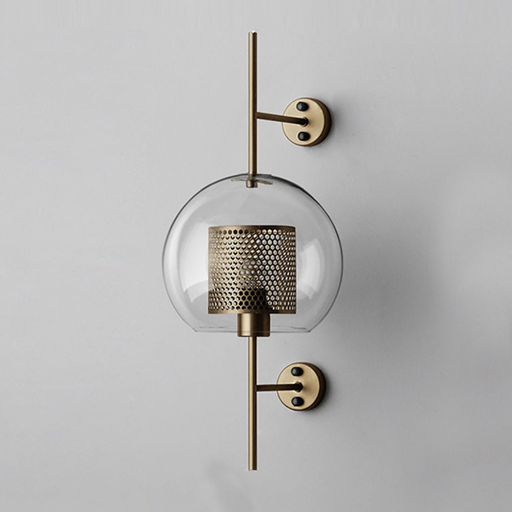 Retro Industrial Glass Wall Sconce Bronze Iron Corridor Accent Light Loft Café