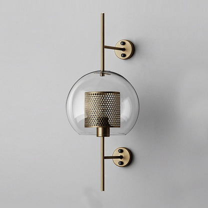 Retro Industrial Glass Wall Sconce Bronze Iron Corridor Accent Light Loft Café