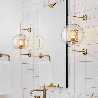 Retro Industrial Glass Wall Sconce Bronze Iron Corridor Accent Light Loft Café