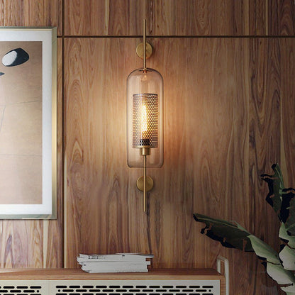 Retro Industrial Glass Wall Sconce Bronze Iron Corridor Accent Light Loft Café