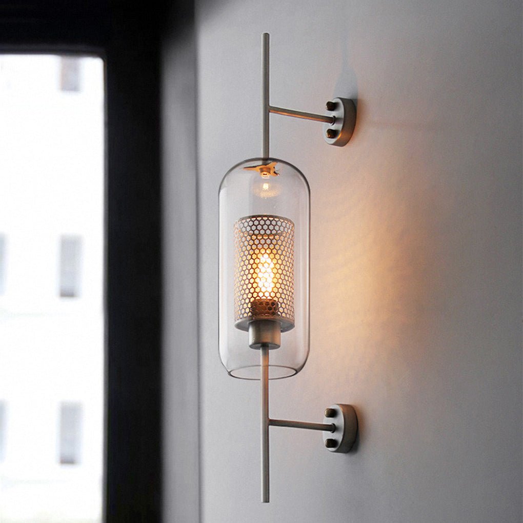 Retro Industrial Glass Wall Sconce Bronze Iron Corridor Accent Light Loft Café